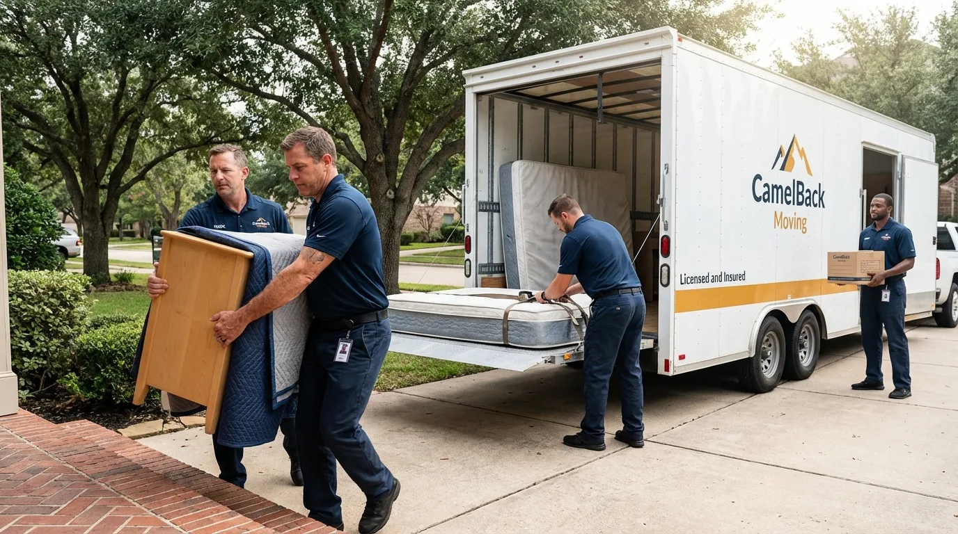 Crew loading residential truck for cross-state move from Ann Arbor, MI